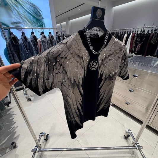 Fashion Crystal-Waterfall Angel Wings T-Shirts