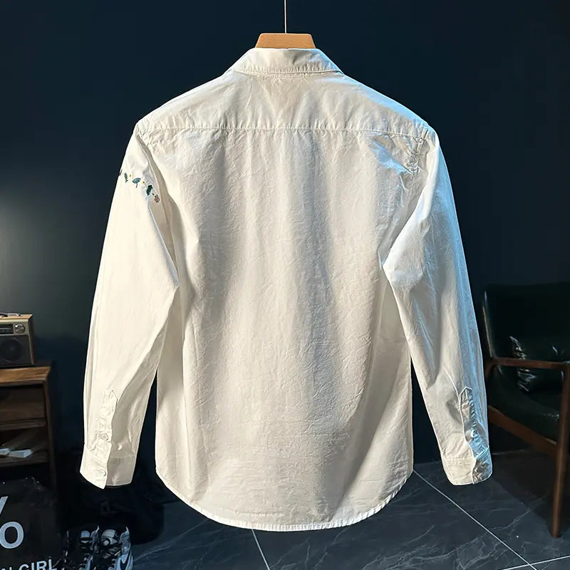 White Casual Embroidered Shirt
