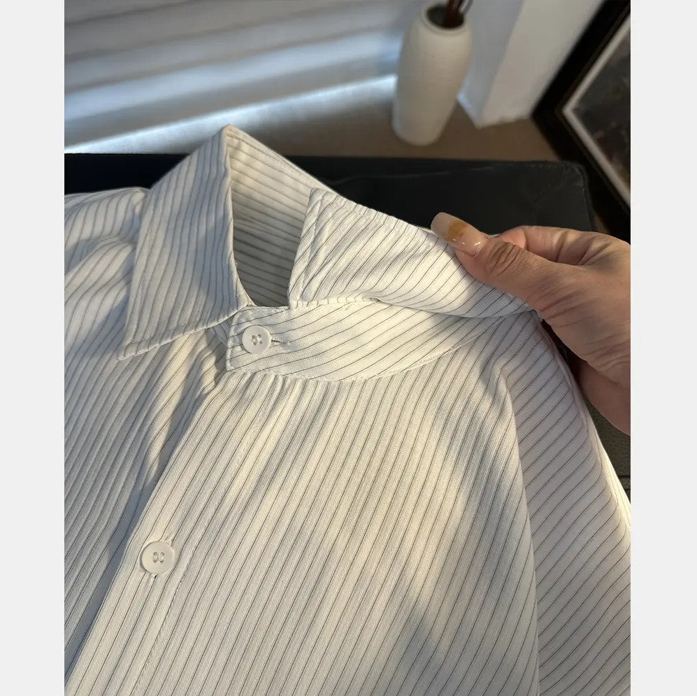Striped Retro Loose-Fitting Trendy Shirt