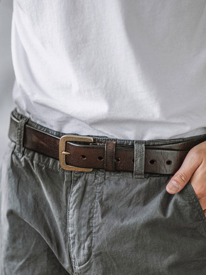 Distressed Leather Belt - Black