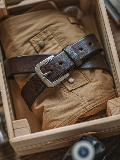 Distressed Leather Belt - Black