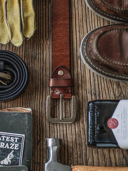 Distressed Leather Belt - Black