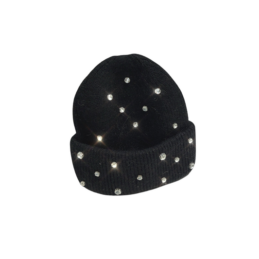 Rhinestone Beanie - White
