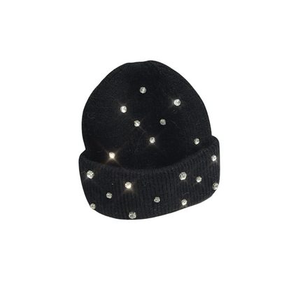 Rhinestone Beanie - Black