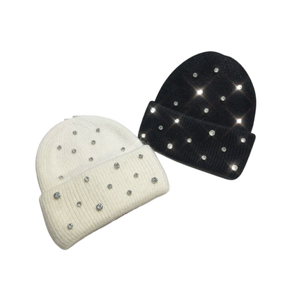 Rhinestone Beanie - Black