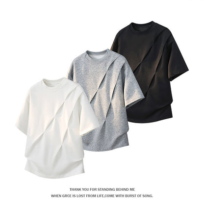 Stylish Artistic Wrinkled Short-Sleeved T-Shirt