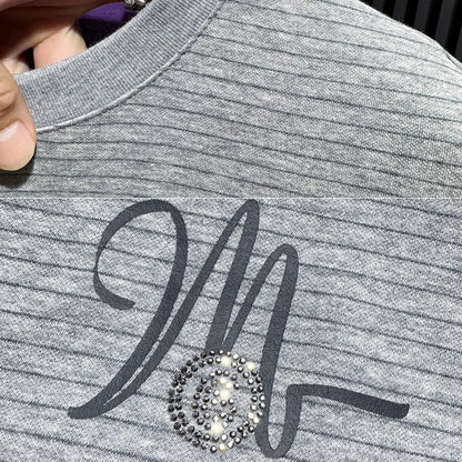New Fashion Rhinestone Letter Print T-Shirt