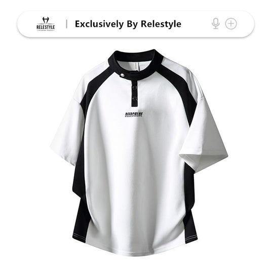 Black and White Color-Blocked Stylish T-shirt