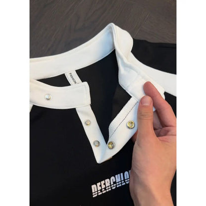Black and White Color-Blocked Stylish T-shirt