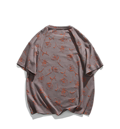 Rose Burnout Trendy Distressed T-Shirt