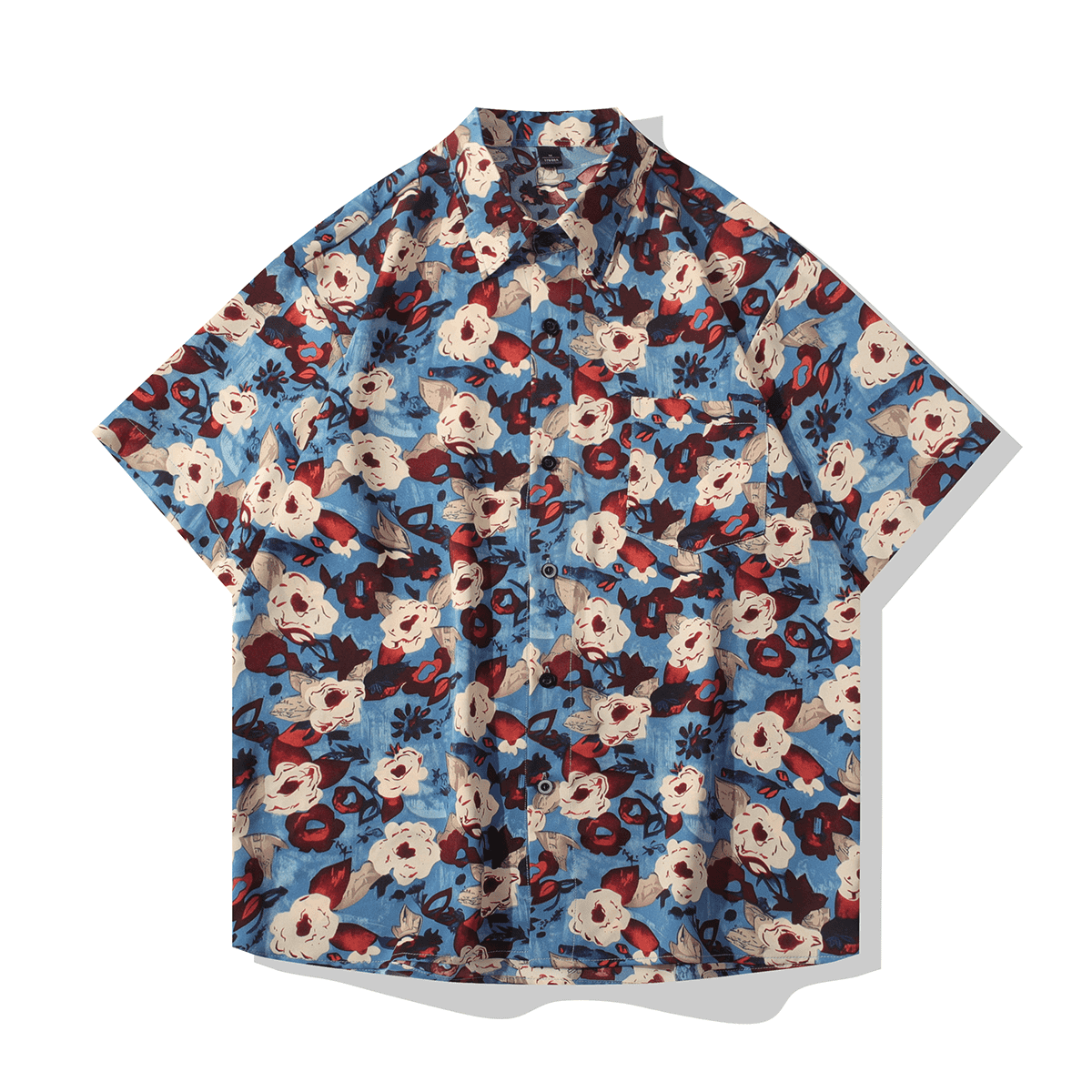 Summer Vacation Color-Blocked Floral Shirt