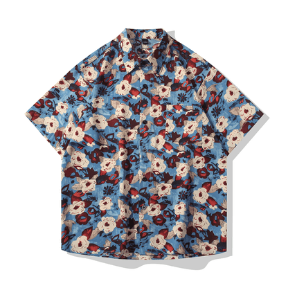 Summer Vacation Color-Blocked Floral Shirt
