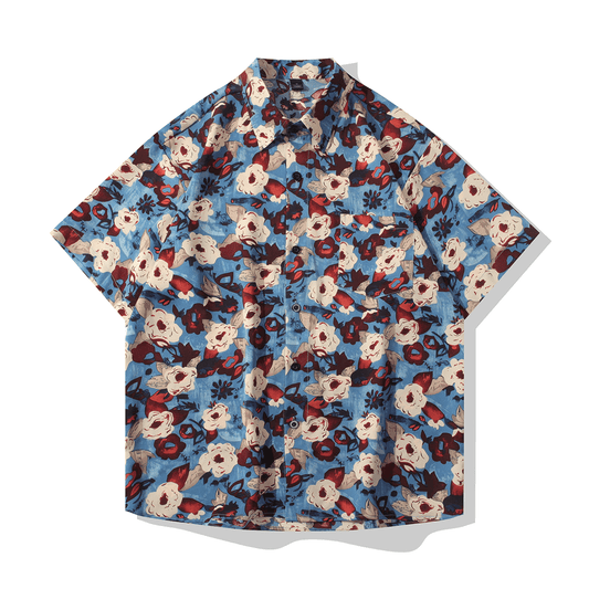 Summer Vacation Color-Blocked Floral Shirt