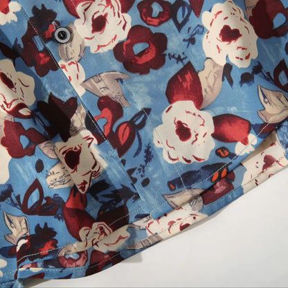 Summer Vacation Color-Blocked Floral Shirt