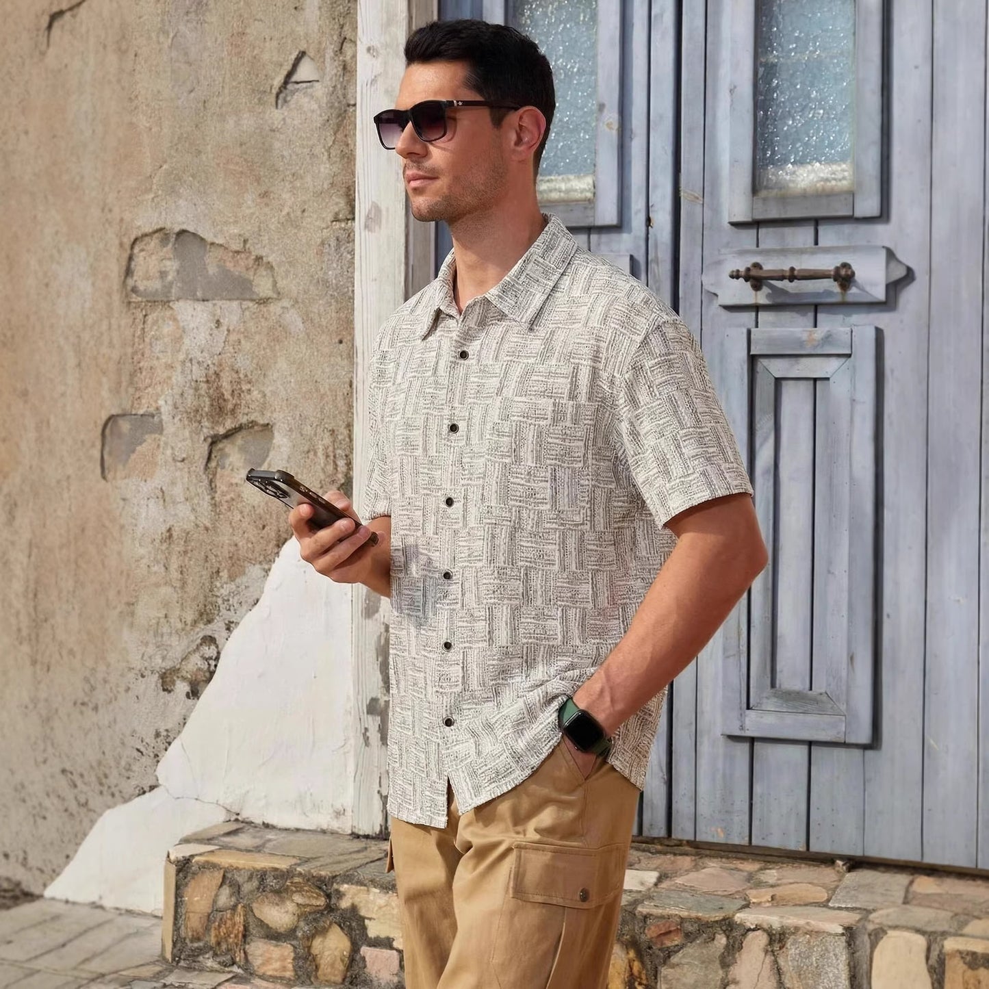 Casual Retro Plaid Short-Sleeve Shirt