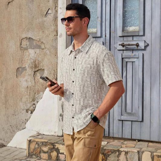 Casual Retro Plaid Short-Sleeve Shirt