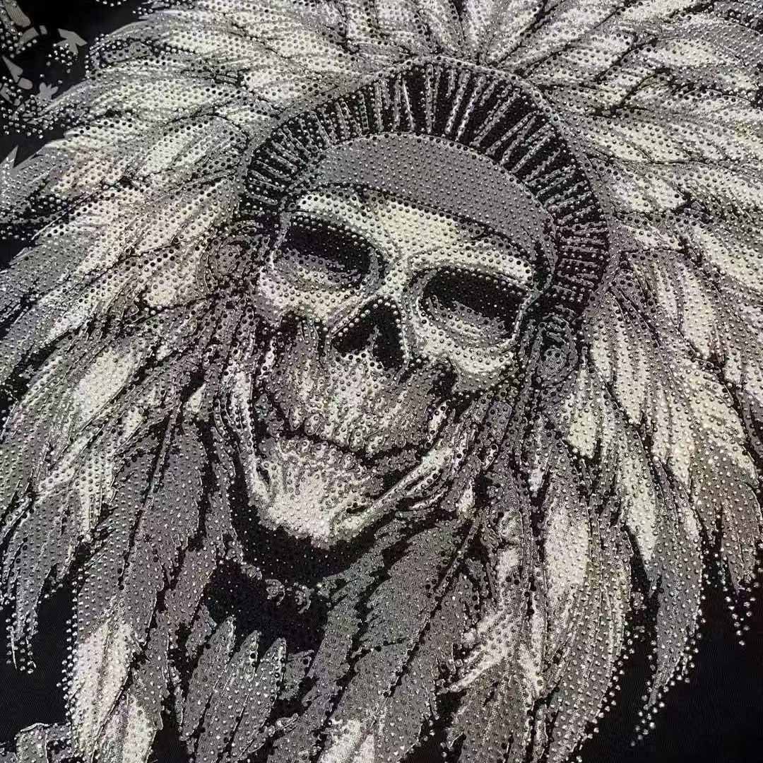 Fashion Crystal-Waterfall Skull T-Shirts