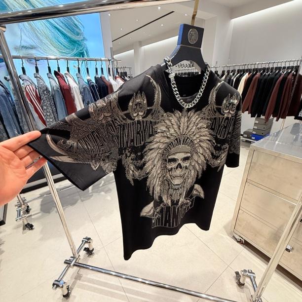 Fashion Crystal-Waterfall Skull T-Shirts