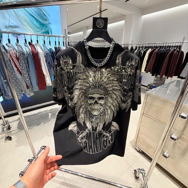 Fashion Crystal-Waterfall Skull T-Shirts