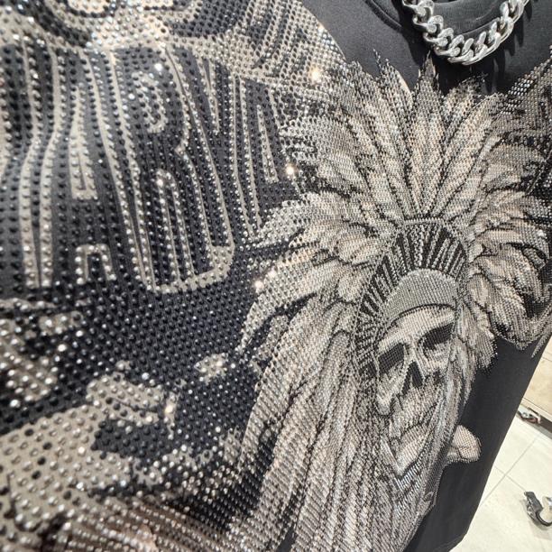 Fashion Crystal-Waterfall Skull T-Shirts
