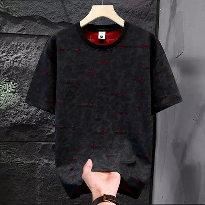 Luxury Ripped Cross-Stitch Tie-Dye T-Shirt