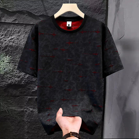 Luxury Ripped Cross-Stitch Tie-Dye T-Shirt