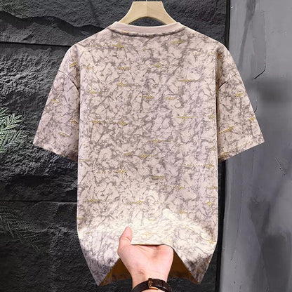 Luxury Ripped Cross-Stitch Tie-Dye T-Shirt