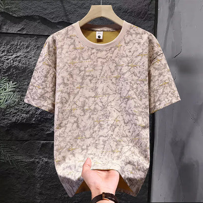 Luxury Ripped Cross-Stitch Tie-Dye T-Shirt