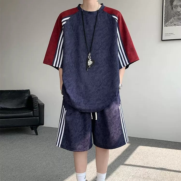 Trendy Striped Loose Casual Sportswear Set