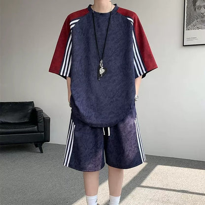 Trendy Striped Loose Casual Sportswear Set