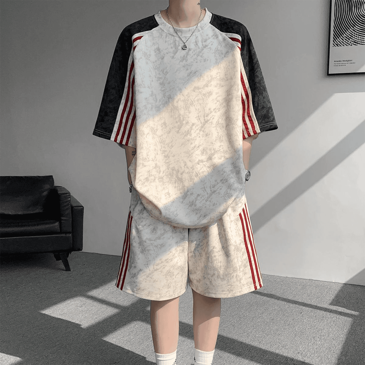 Trendy Striped Loose Casual Sportswear Set