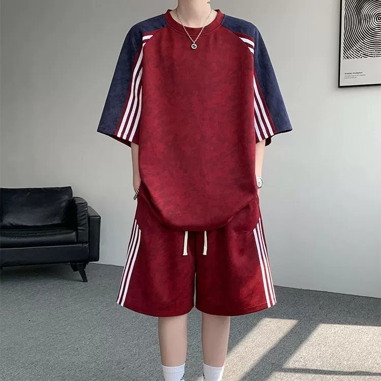 Trendy Striped Loose Casual Sportswear Set