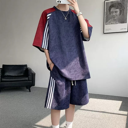 Trendy Striped Loose Casual Sportswear Set