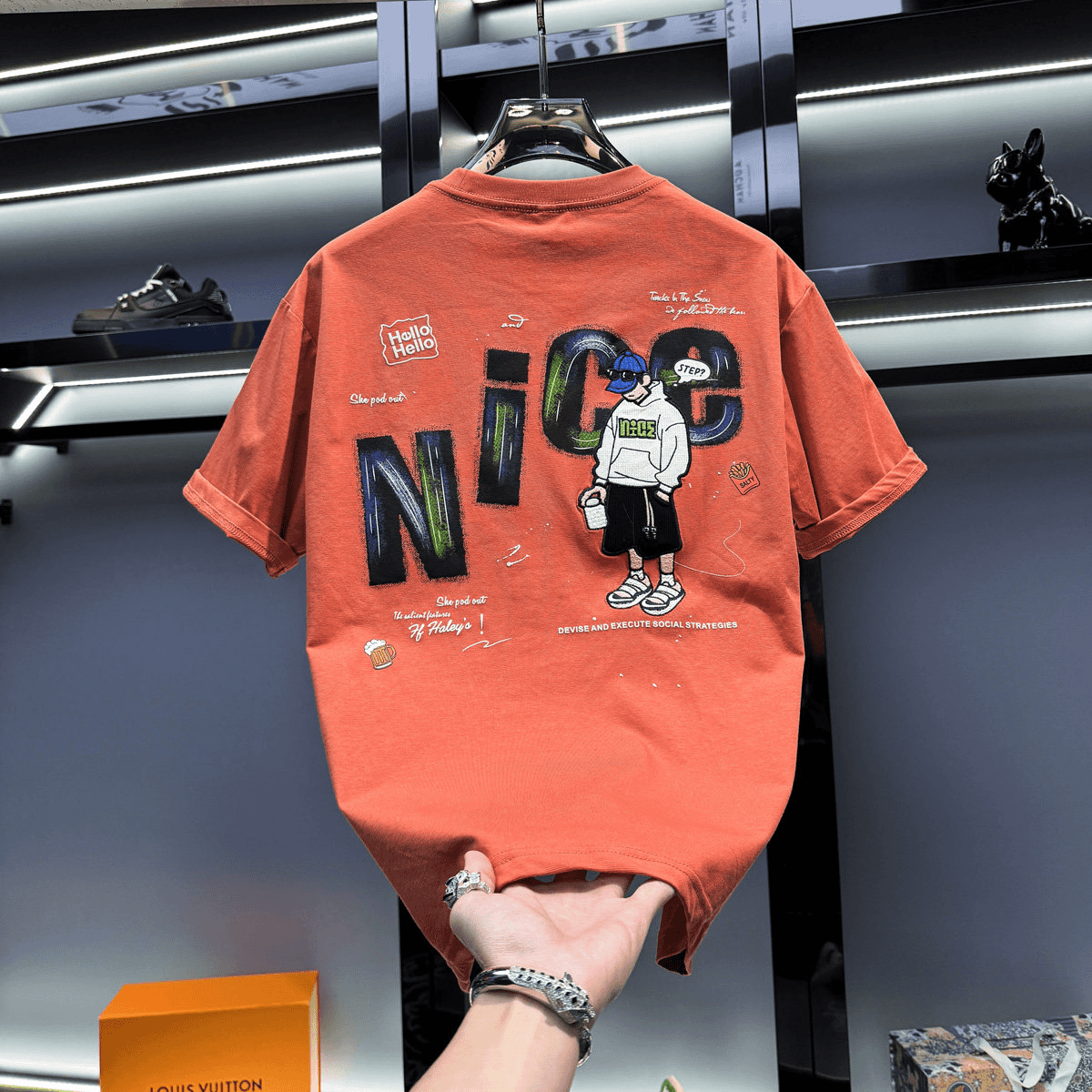 Premium Printed and Embroidered Short-Sleeved T-Shirt