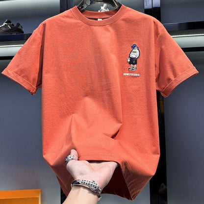 Premium Printed and Embroidered Short-Sleeved T-Shirt