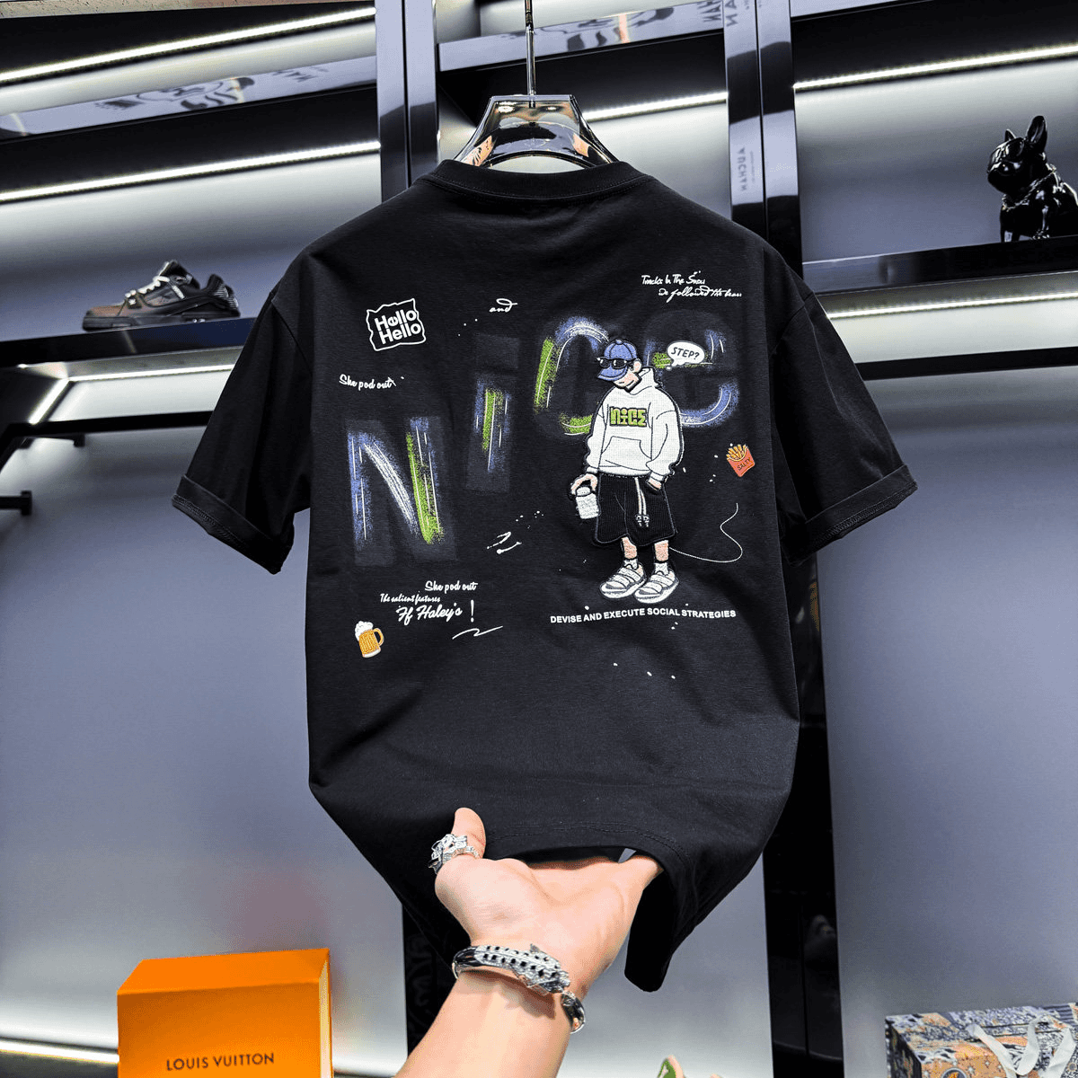 Premium Printed and Embroidered Short-Sleeved T-Shirt