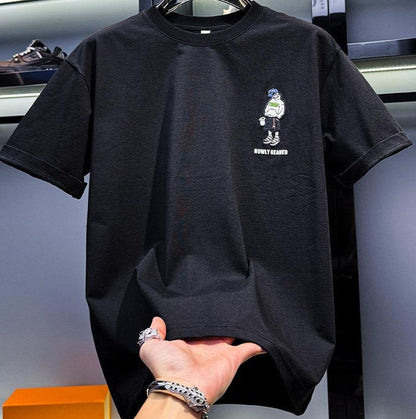 Premium Printed and Embroidered Short-Sleeved T-Shirt