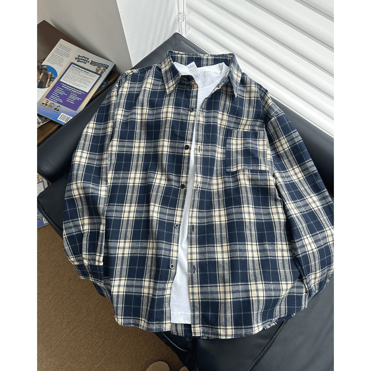 Trendy and Versatile Long-Sleeved Plaid Shirt