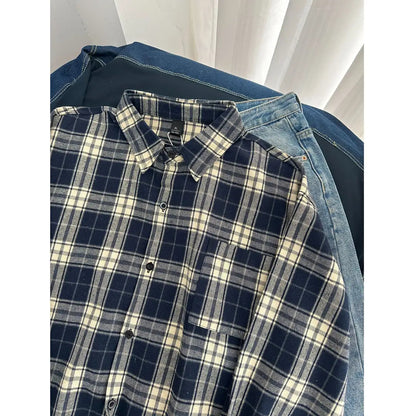 Trendy and Versatile Long-Sleeved Plaid Shirt