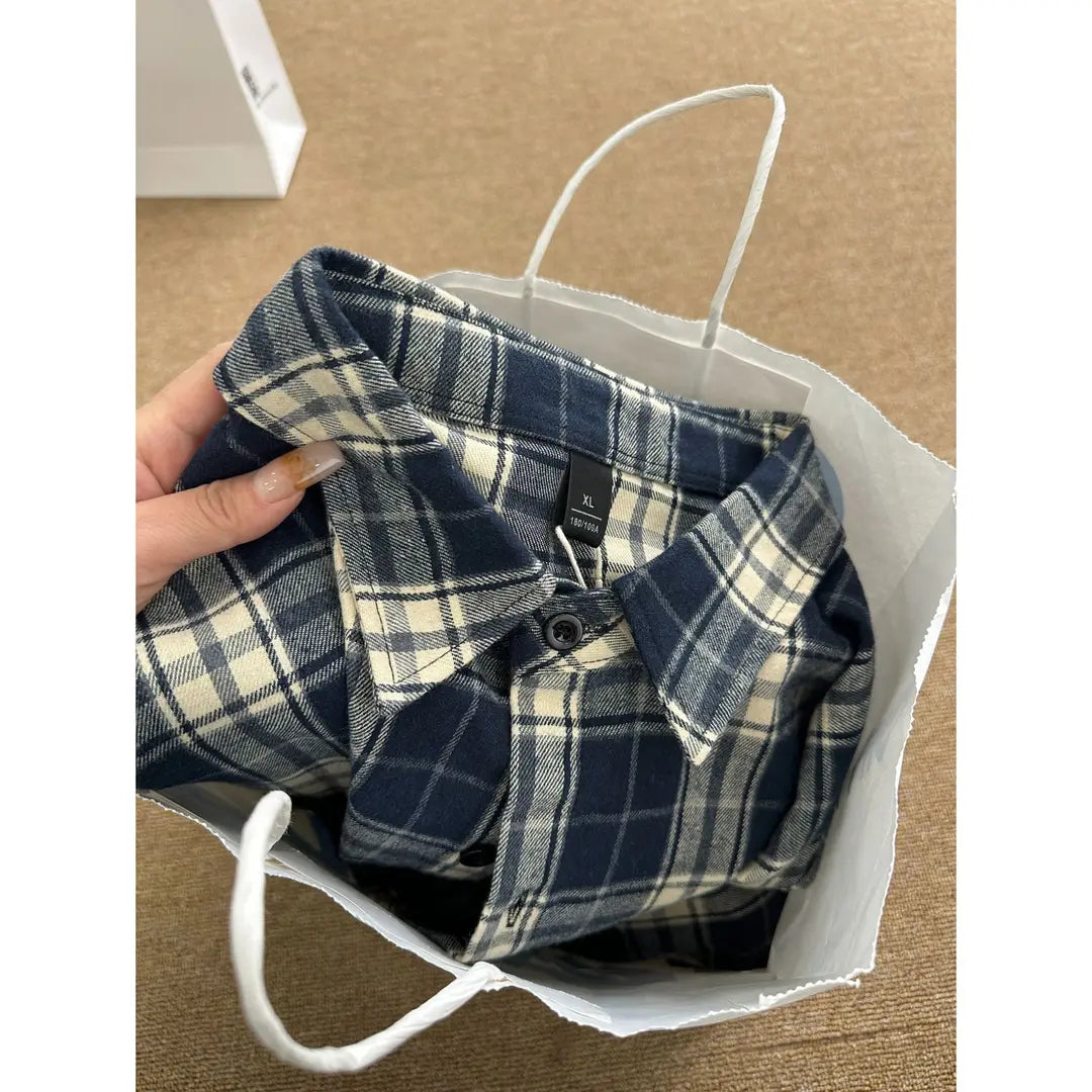 Trendy and Versatile Long-Sleeved Plaid Shirt