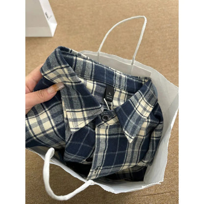 Trendy and Versatile Long-Sleeved Plaid Shirt