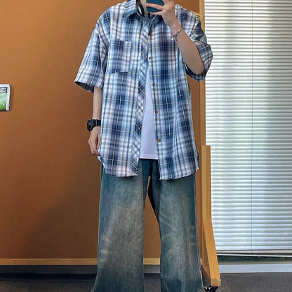 Retro Plaid Loose Casual Shirt