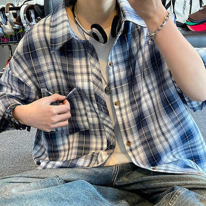 Retro Plaid Loose Casual Shirt