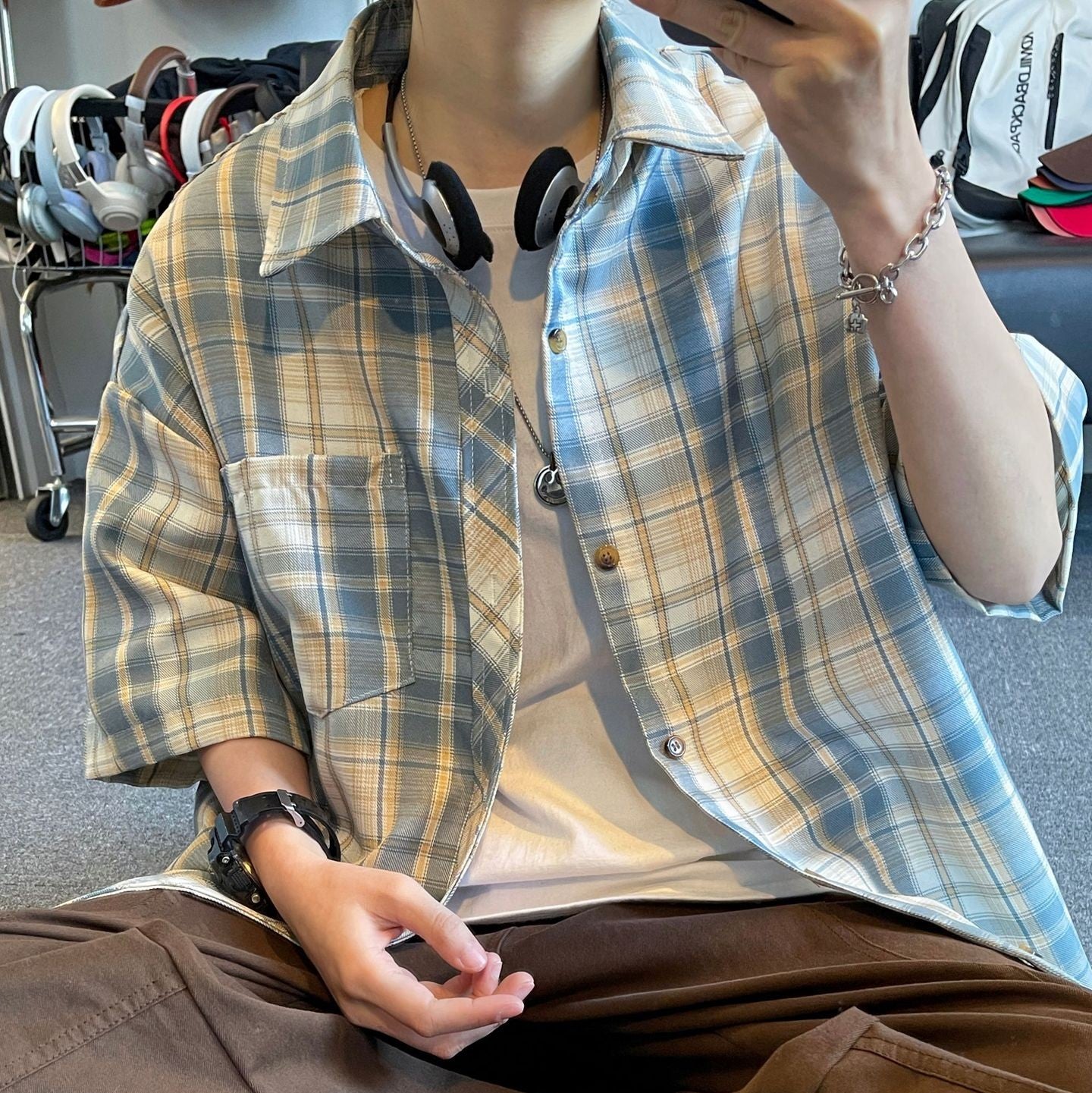Retro Plaid Loose Casual Shirt