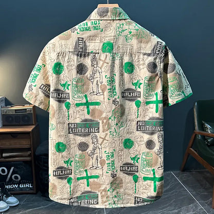 Trendy Artistic Printed Short-Sleeved Shirt