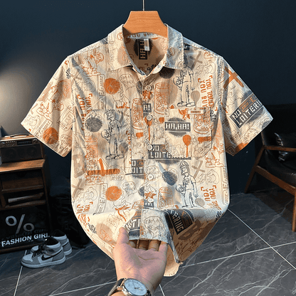 Trendy Artistic Printed Short-Sleeved Shirt