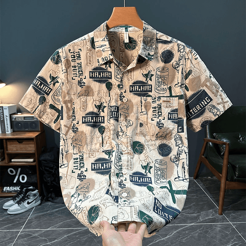Trendy Artistic Printed Short-Sleeved Shirt