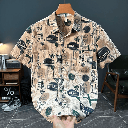 Trendy Artistic Printed Short-Sleeved Shirt