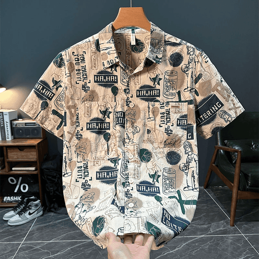 Trendy Artistic Printed Short-Sleeved Shirt