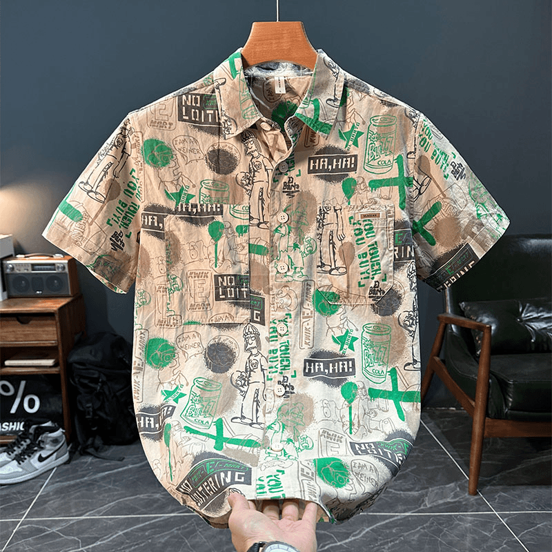 Trendy Artistic Printed Short-Sleeved Shirt